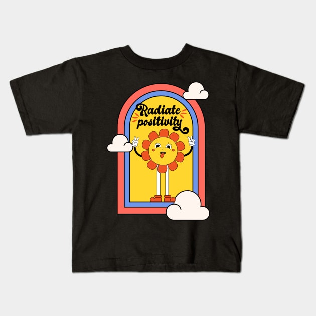 Radiate Positivity Cute Flower Colorful Illustration Kids T-Shirt by Artist usha